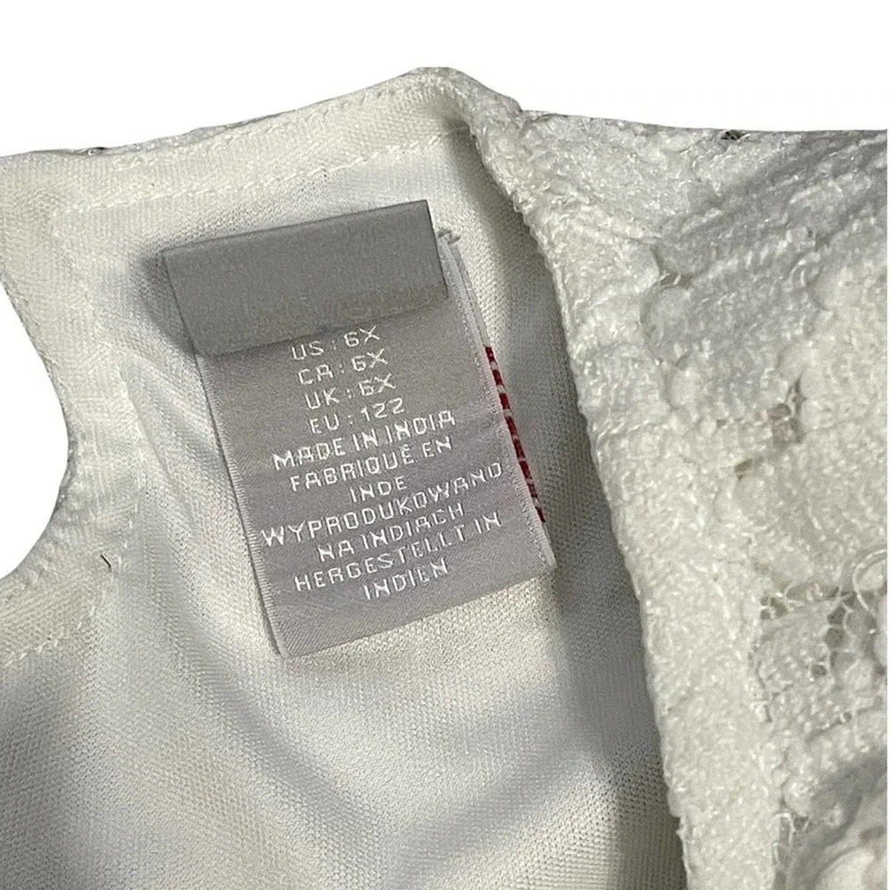 Tahari Lace Dress Kids 6X White Floral Rosette Special Occasion‎ A-Line Elegant - Picture 5 of 7